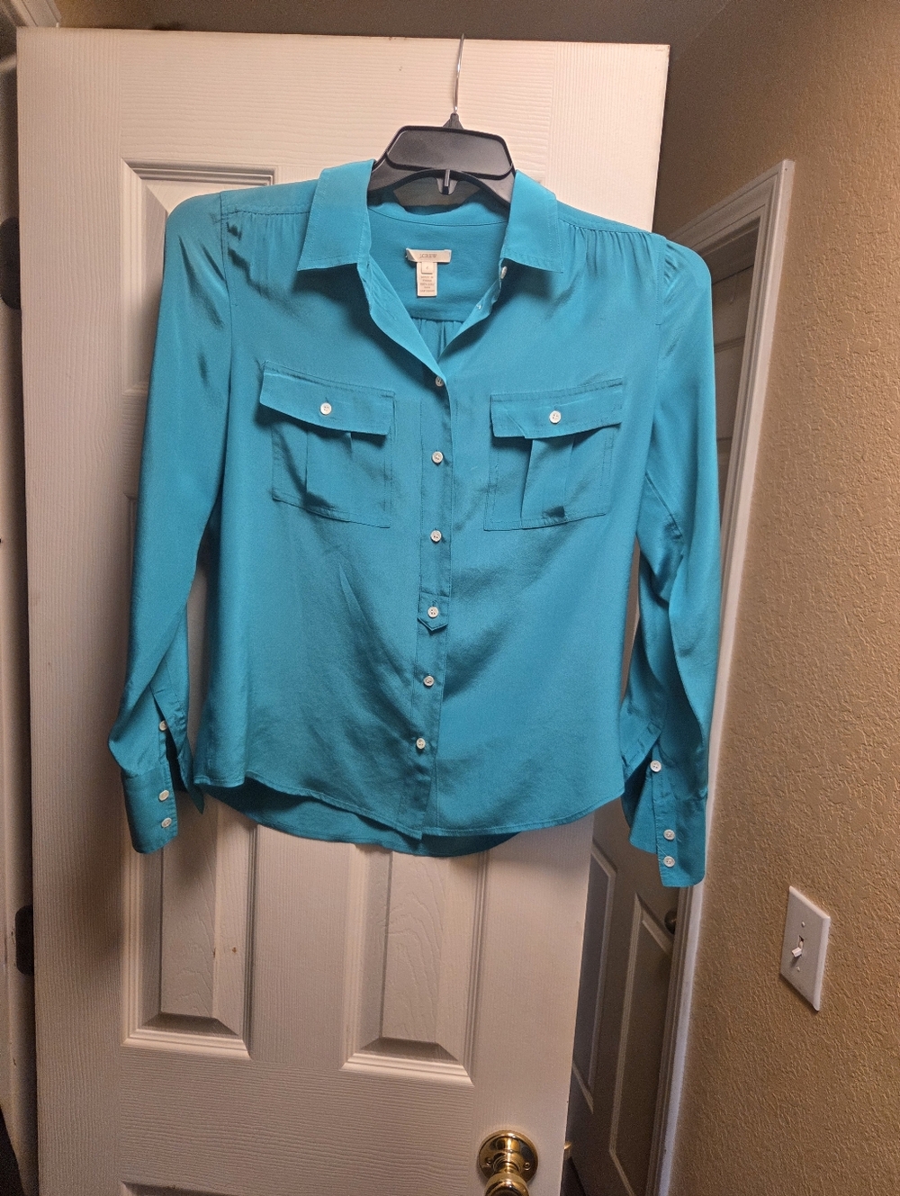 J. Crew Teal Silk Blouse